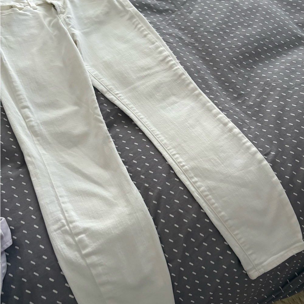 J. Crew High Rise Skinny Jeans in Cream